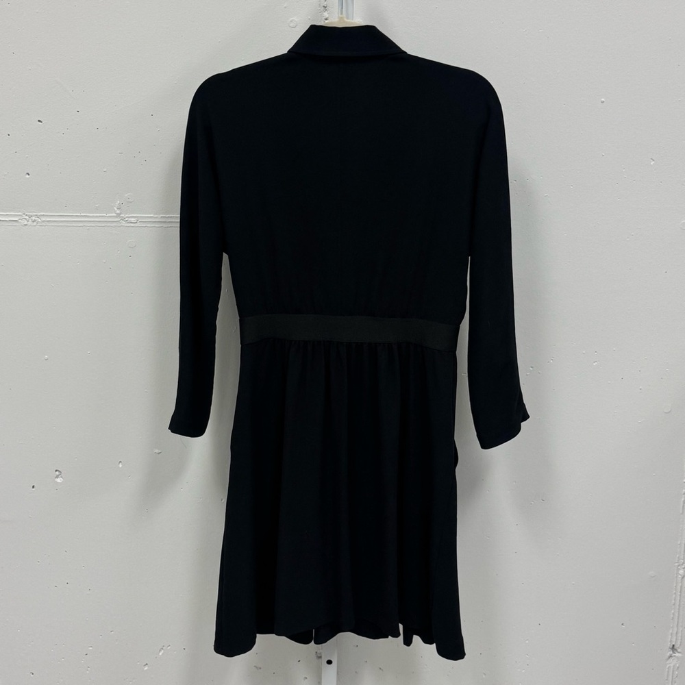 Theory Clemira‎ Intellect Mini Shirt Style Long Sleeve Dress Black Sz 6 - Picture 3 of 13
